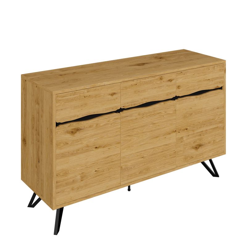 Buffet 3 niveaux en bois avec pieds en métal – Design moderne, grand espace de rangement, résistant et facile à nettoyer – Convient pour salon, salle à manger, couloir_voghion.com