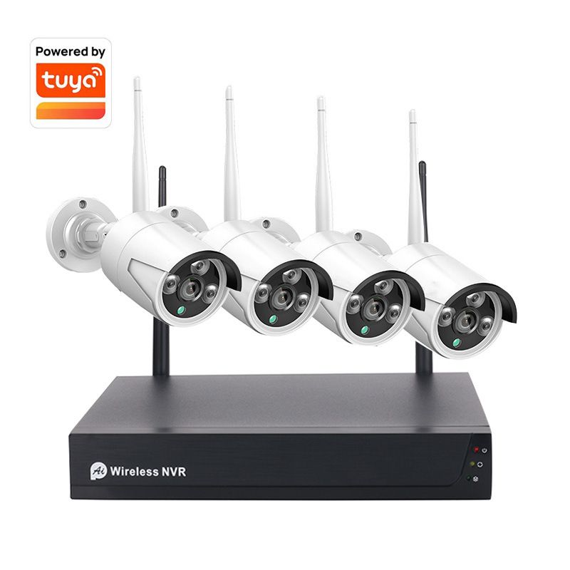 Kit de caméras de sécurité Tuya Smart Surveillance Equipment Kit NVR Kit de caméra de surveillance sans fil Kit Wi-Fi_voghion.com