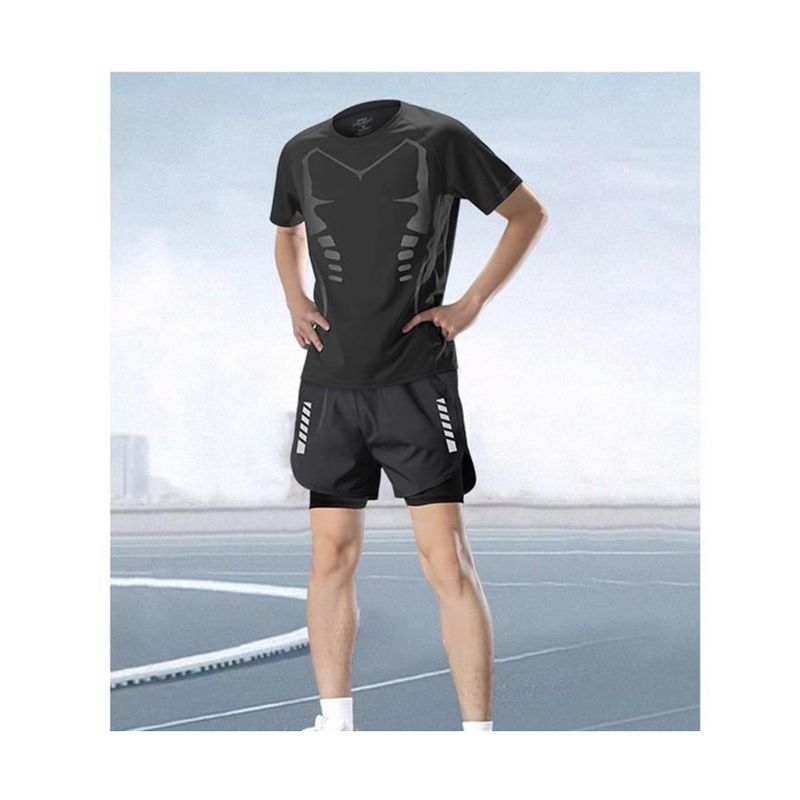 Combinaison de sport pour homme, tenue de marathon, short professionnel d'été à manches courtes, vêtements d'entraînement et de fitness à séchage rapide_voghion.com
