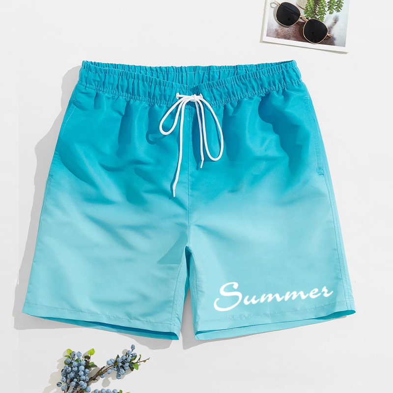 Man's clothing Gradient swim trunks Men's loose printed quarter boxer shorts Men's beach pants_voghion.com