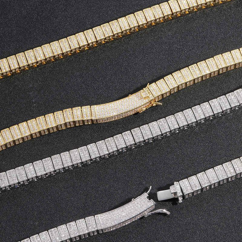 Men’s Jewelry Set Fashion New 10mm Bamboo Chain Hip Hop Bracelet Micro Inlaid Zircon Cuban Chain Personality Trend Brand Men's Clavicle Chain_voghion.com