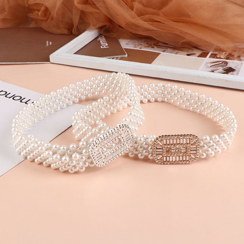 CALDA cintura elegante moda elastica con fibbia con strass cinturino con perle per le donne abito da sposa cinture in vita decorazione_voghion.com