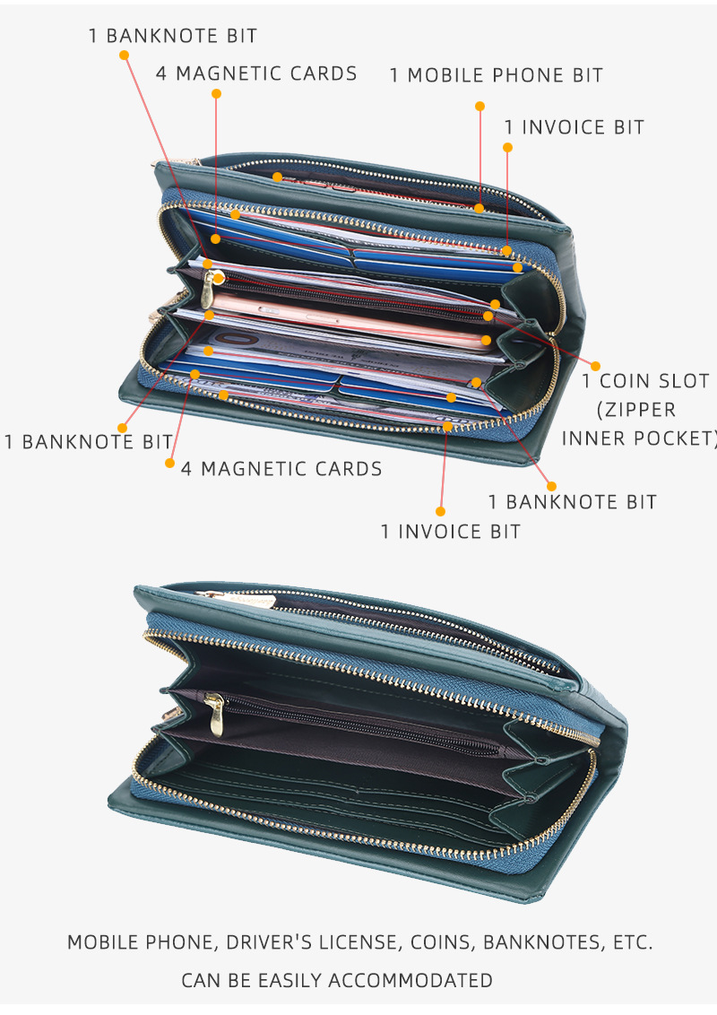 Damenbrieftasche lang Baellerry Cross-Border-Stil Säumen Multi-Card-Slot Clutch Modische Handytasche_voghion.com