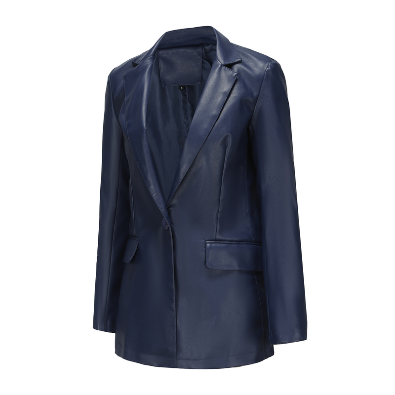 Abbigliamento da donna Real Shot New Small Suit Giacca a maniche lunghe Giacca in pelle tinta unita casual con bottone singolo_voghion.com