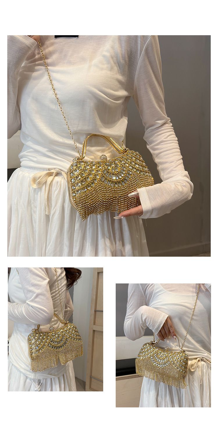 Handtasche für Frauen Abendtaschen Strass Set Diamant Flash Fringe Hand Kette Box Frau_voghion.com
