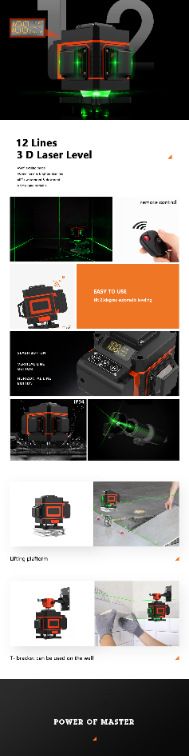 12-Line 3D & 16-Line 4D Green Beam Self-Leveling Laser Level – High-Precision Alignment Tool For Tile Installation, Wall Paneling_voghion.com