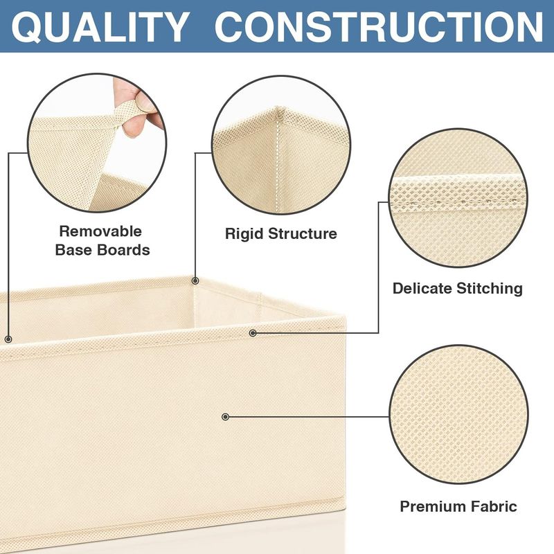 6-Piece Fabric Storage Box Set For Underwear, Socks & Small Items Foldable Closet Organizer With Multiple Sizes Breathable Non-Woven Material_voghion.com