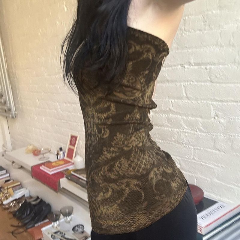 Stampato all'interno, senza spalline all'esterno, design di abbigliamento femminile 2025 con un senso di vita che stringe, che mette in mostra l'antico_voghion.com