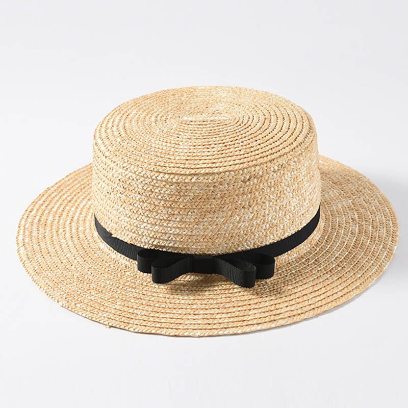Fashion Fashion Classical Beach Ribbon Bowknot Boater Wide Brim Summer Sun Hats for Women Ladies Wheat Straw Cap Kentucky Derby Hat_voghion.com
