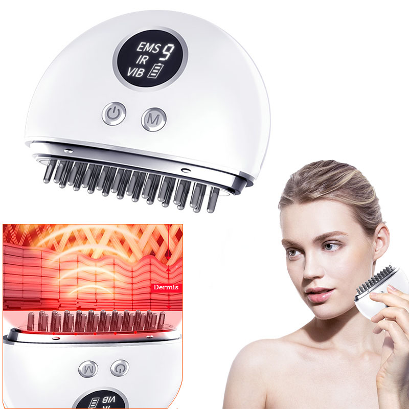 Mikrostroum Vibratioun EMS Kapp Entspanungsmassageapparat Guasha LED Mikrostroum Gesiicht Hals Kierper Haut Lifting R 70% Rabatt_voghion.com