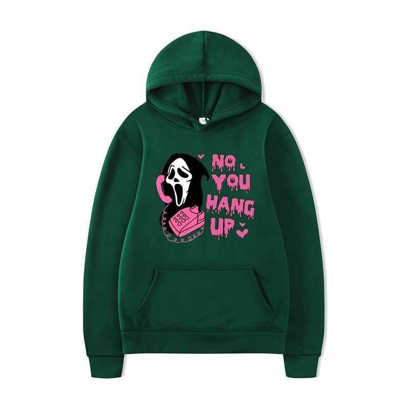 Felpa con cappuccio di Halloween "No You Hang Up", stampa colorata, manica lunga, casual, ampia_voghion.com
