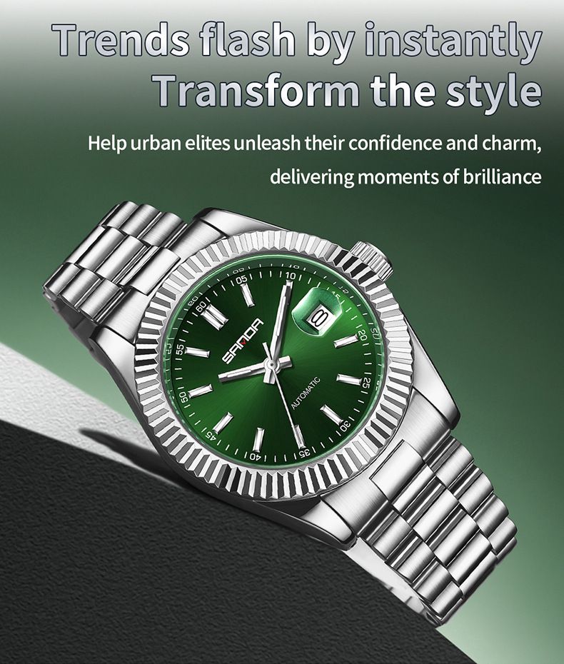 Automatische mechanische Herrenuhr mit Datumsanzeige, Leuchtzeigern, Edelstahlarmband und wasserdichtem Gehäuse für Business und Freizeit_voghion.com