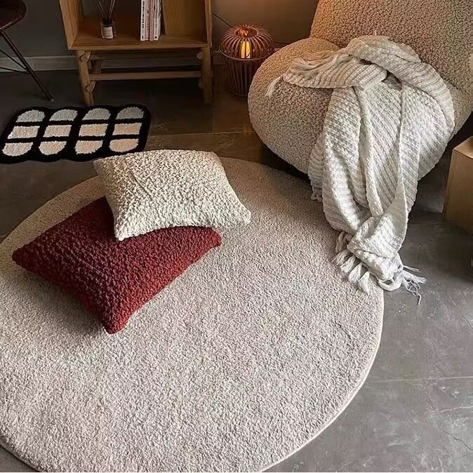 Tapis rond en velours uni avec insonorisation et miroir_voghion.com