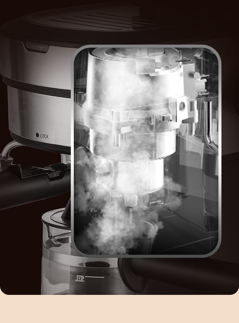 ZZUOM Halbautomatische Espressomaschine für den privaten und gewerblichen Gebrauch, Dampfmilchaufschäumer, 800 W, 0,5-l-Tank, Edelstahl, EU-Stecker_voghion.com