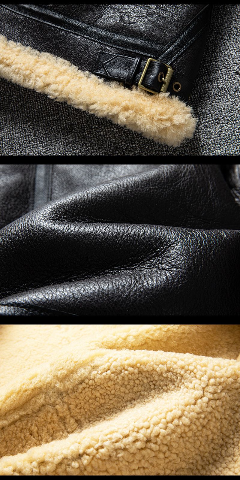 "Genuine Sheepskin Leather Jacket For Men – B3 Bomber Style Winter Coat With Fur Lining, Heavy-Duty Tuscan-Inspired Outerwear"_voghion.com