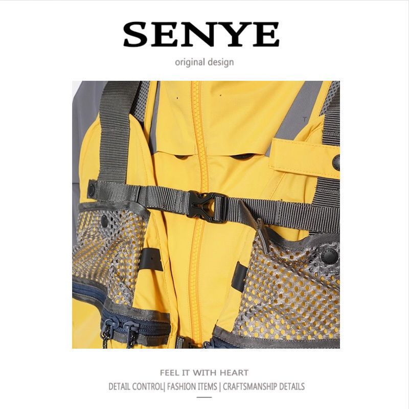 Męska odzież outdoorowa Funkcjonalny styl Wielokieszeniowa odzież robocza Kamizelka taktyczna dla mężczyzn i kobiet Luźna, uniwersalna kurtka kamizelkowa z popularnej marki modowej_voghion.com