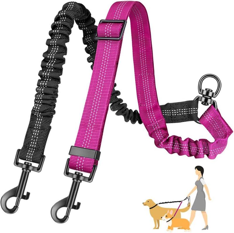 Guinzaglio retrattile automatico per animali domestici, per una sola trazione, per due cani, per passeggiate all'aperto, antideflagrante, bicolore, resistente_voghion.com
