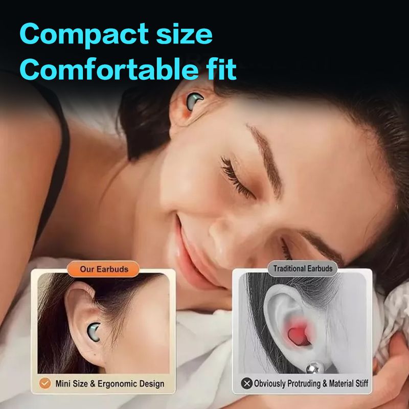New Invisible Sleep Wireless Earphone TWS Bluetooth 5.3 Headphones Hidden Earbuds IPX5 Waterproof Noise Reduction Sports Headset_voghion.com