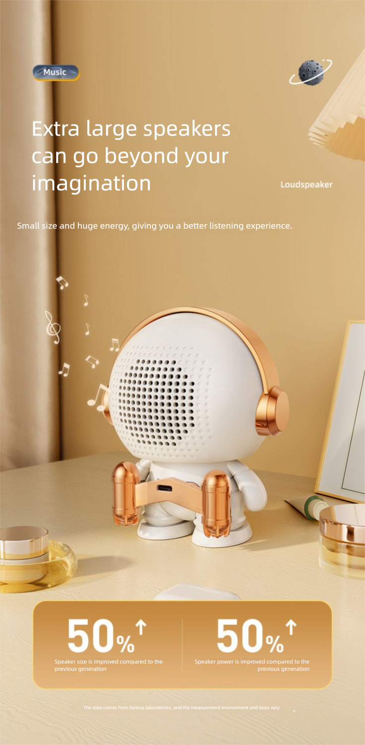 Astronauta Spaceman Bluetooth Altoparlante Subwoofer Mini Altoparlante Subwoofer di Alta Qualità del Suono Carino e Fresco per Ragazzi e Ragazze Regalo_voghion.com