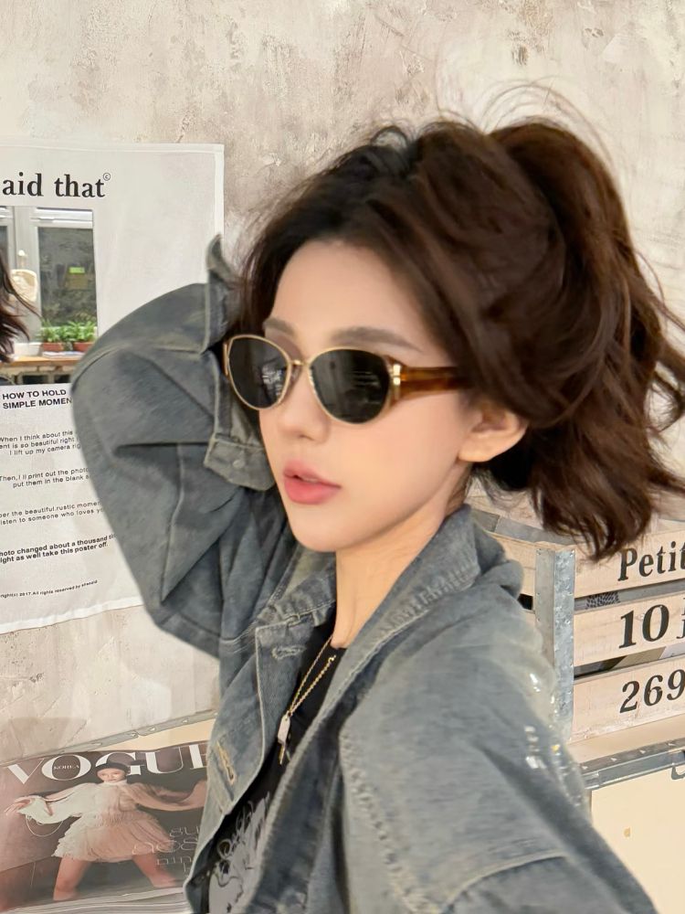 LazyZoom, occhiali da sole europei e americani Gyaru retrò in metallo tartarugato con montatura rotonda, alla moda e alla moda, con protezione solare._voghion.com