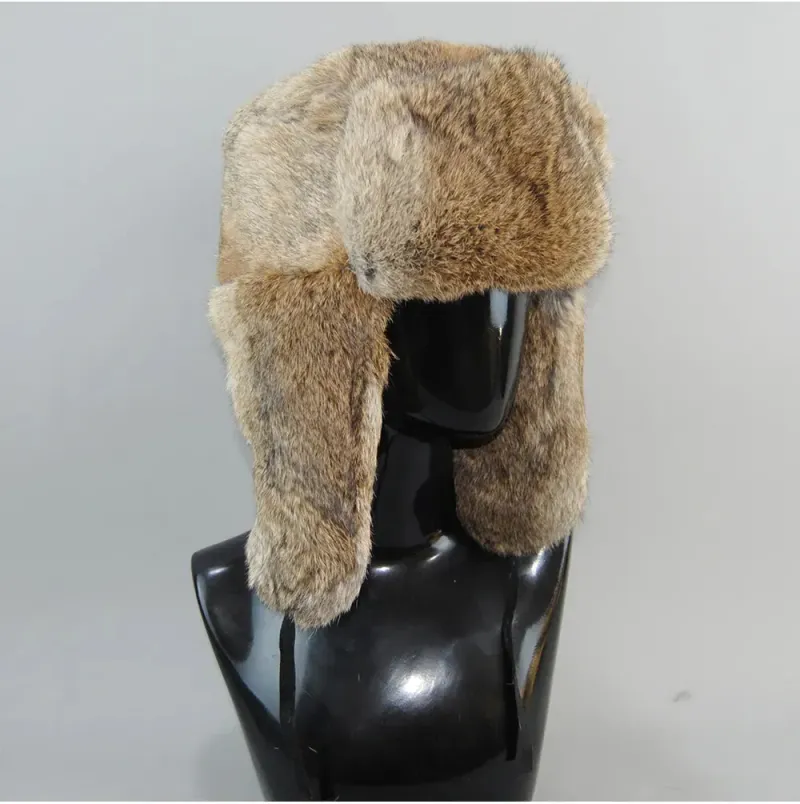 BeanieSkull Boné Masculino Bomber Natural com Protetores de Orelha Inverno Unissex Quente Chapéu Ushanka Russo Chapéus de Pele de Coelho Verdadeira 231017_voghion.com
