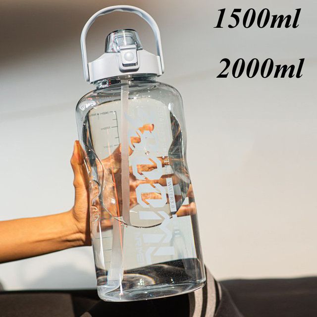 1,5/2L Borracce per esercizi all'aperto Bollitori sportivi e fitness da un gallone di grandi dimensioni Tazze con bilancia e cannuccia_voghion.com