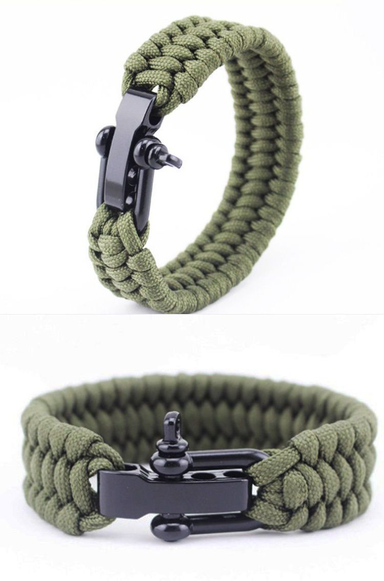 Brede versie Hand touw Buiten klimmen Kamperen Noodgevallen Zeven-aderig paracord Gevlochten U-vormige verstelbare gesp SOS_voghion.com