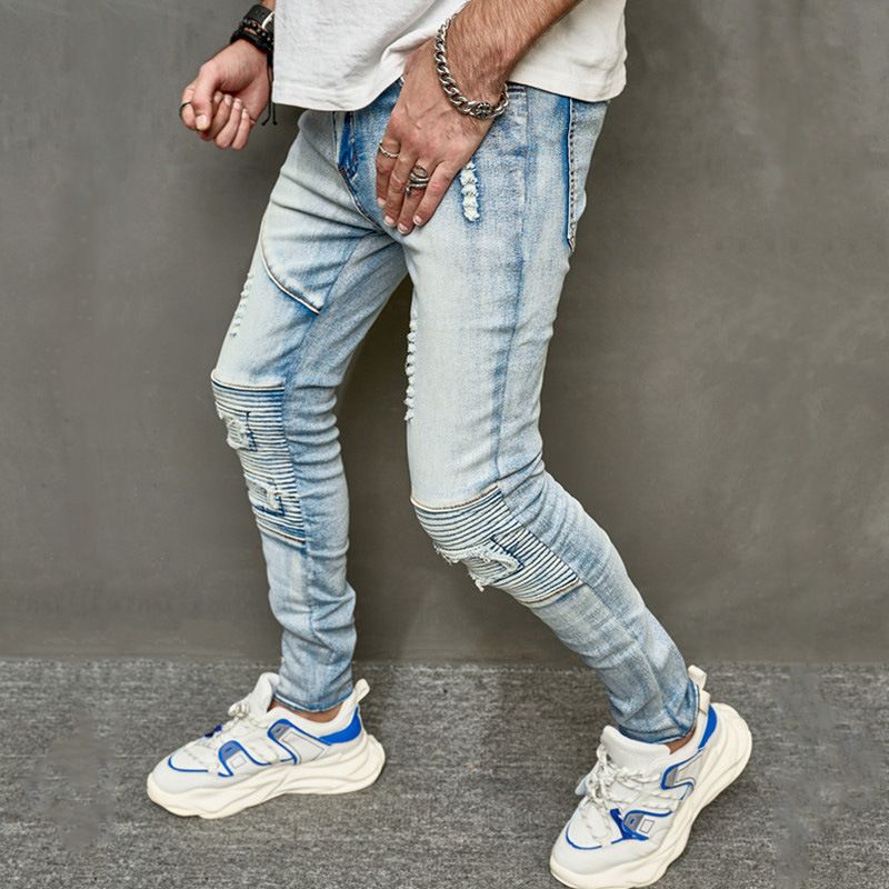Men's Clothing New Men's Jeans Casual Ripped Slim Fit Slim Fit Stretch Men's Pants_voghion.com