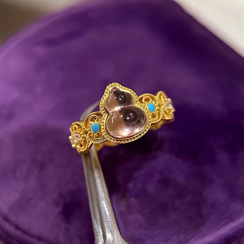 Nuovo anello per dito indice con design a nicchia di diamanti intarsiato con pizzo cavo in stile antico artistico cinese in giada zucca_voghion.com