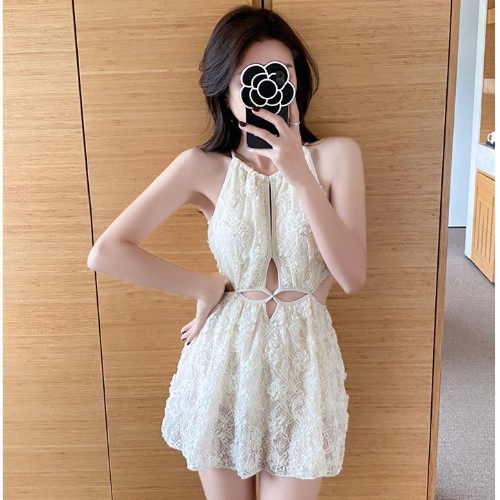 Lace Sexy Tummy-Control Slimming Backless Fairy Style New Hot Internet Celebrity Pure Desire Swimsuit_voghion.com