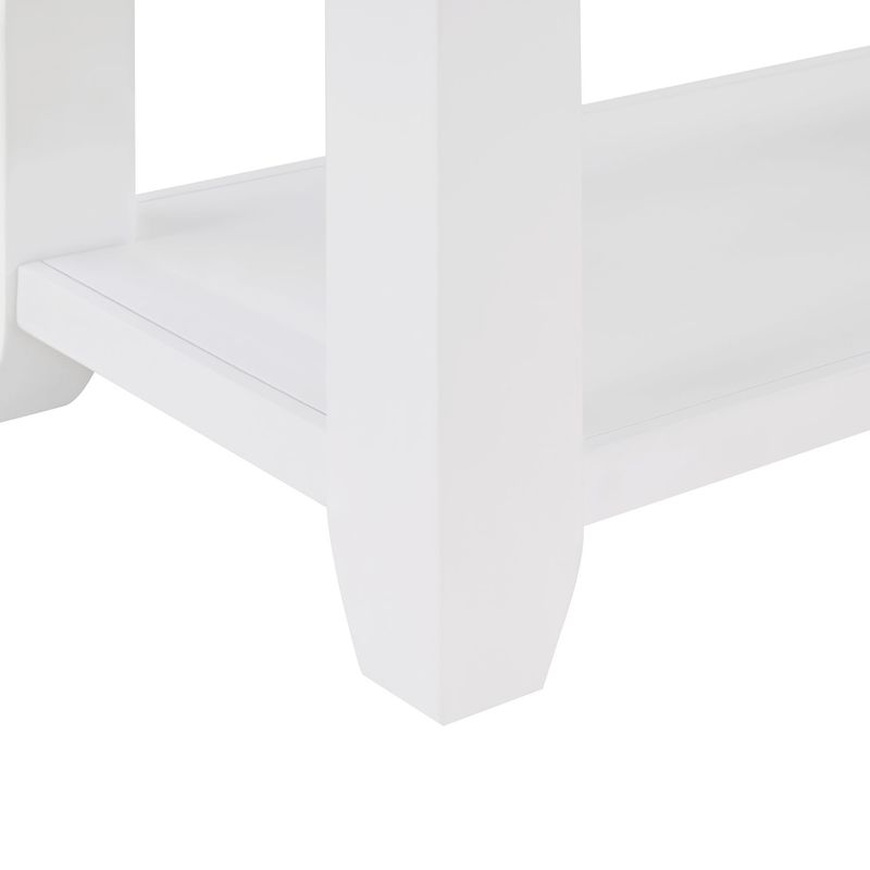 Retro Design Console Table With Two Open Shelves, Pine Solid Wood Frame And Legs For Living Room_voghion.com