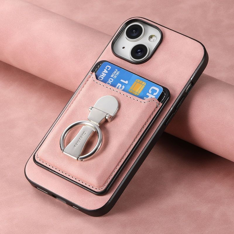 TechGlobe Compatible With Skin Feel Magnetic Card Holder Case IPhone 17 Stand Floating Ring 14p Protective Cover_voghion.com