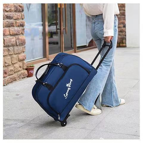 Sac de rangement pliable de grande capacité avec roulettes, sac souple et portable pour voyage, pour hommes et femmes_voghion.com