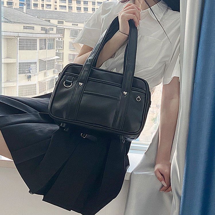 Sac à dos en PU pour uniforme de JK, sac fourre-tout à bandoulière pour filles, motif cœur, style universitaire_voghion.com