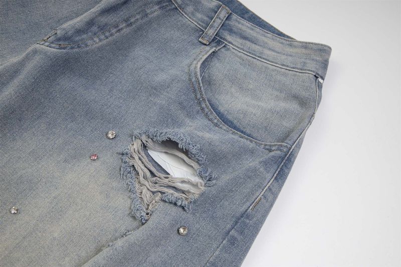 Meeste rõivad National Trend High Streeti pestud kulunud kivikestega kulunud teksariided unisex lahtised laiad sirged püksid_voghion.com