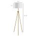 Homcom 59.75" Standing Floor Lamp Fabric Lampshade Steel Tripod, Gold_voghion.com