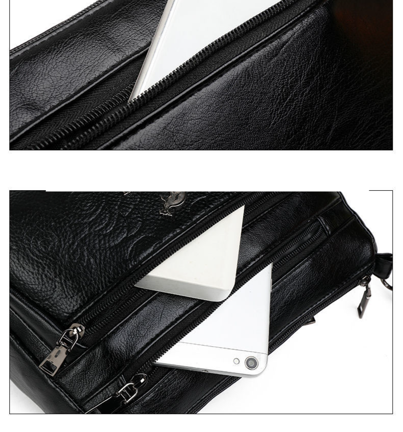 Kvinnor Moderväska Medelålders Äldre Shoulder Messenger Crossbody-väska Handväskor Handväskor Bolsa 3 dragkedjor_voghion.com