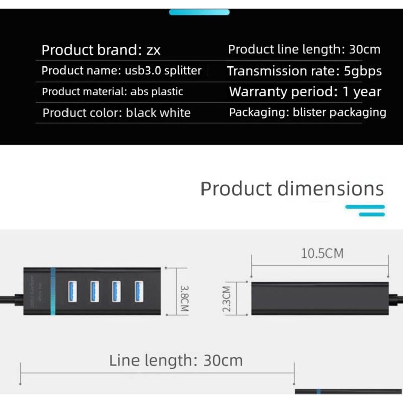 USB 3.0 Hub Adapter For Laptop Desktop Computer HUB One-to-Four Splitter Docking Station_voghion.com