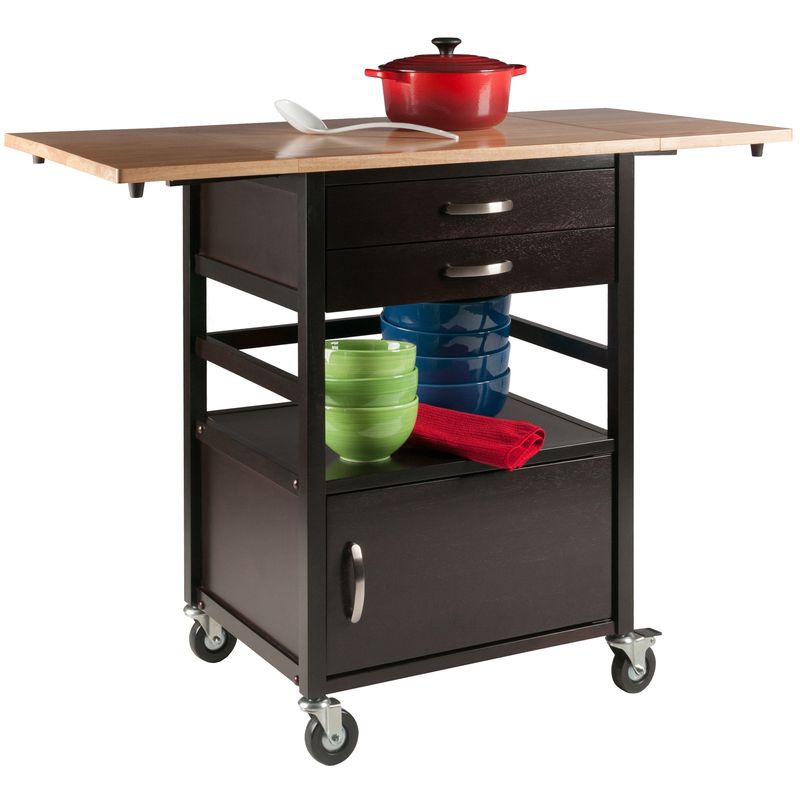 Bellini Drop Leaf Kitchen Cart; Coffee and Natural_voghion.com