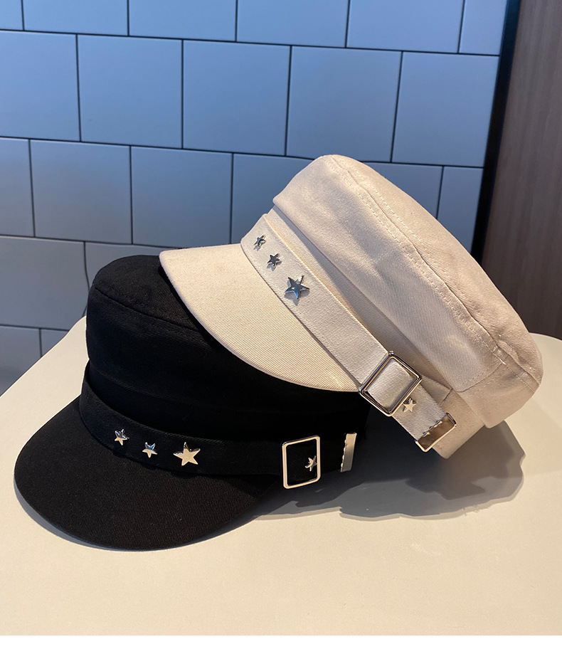 Black Star Duck Tongue Berretto britannico per bambini autunno e inverno New Sea Military Style Edizione coreana Giornale_voghion.com