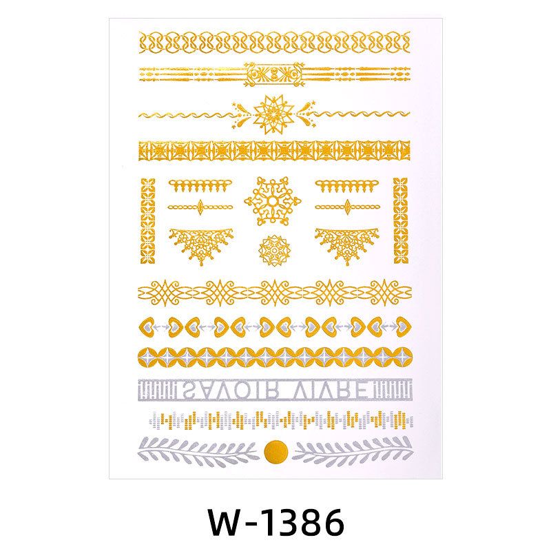 Adesivi per tatuaggi temporanei metallici impermeabili color oro Zhengxiang con stampa argentata_voghion.com