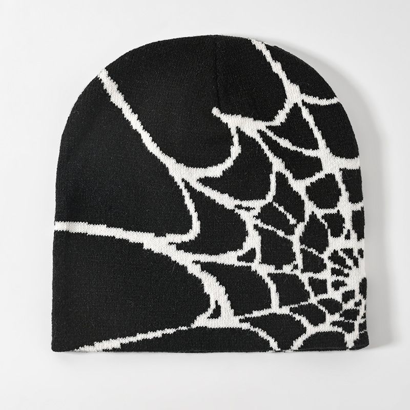 Gorros y gorras para hombre, elegantes y lujosos, de punto jacquard con diseño de telaraña, cálidos, para hombre y mujer, para el frío, para invierno._voghion.com