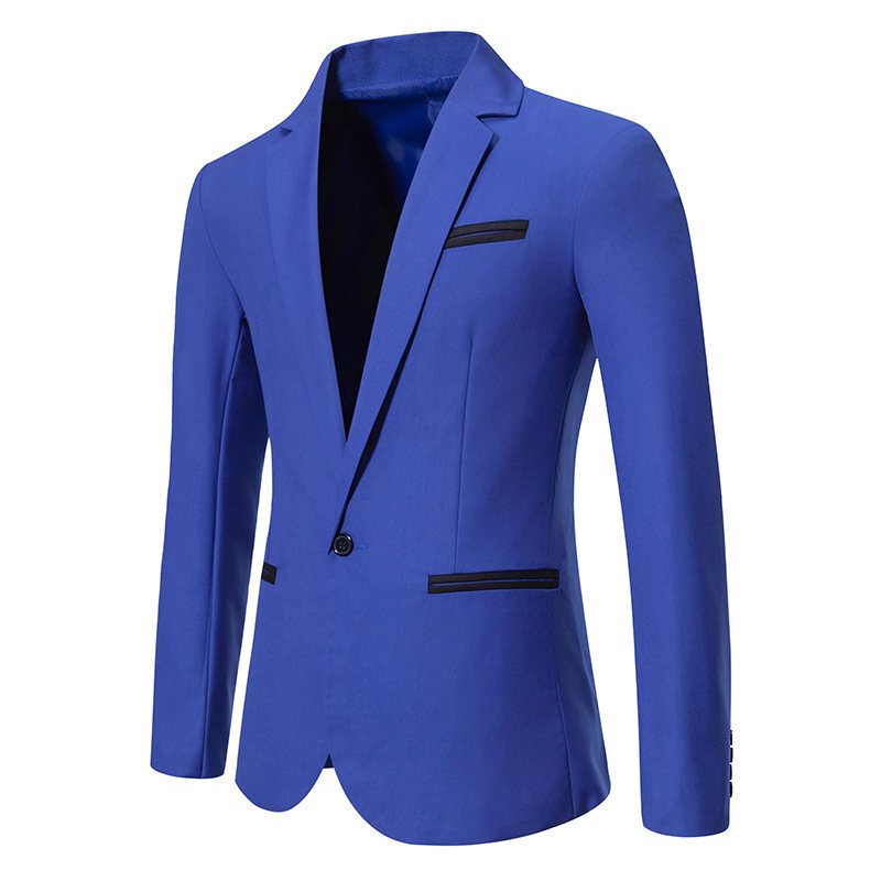 Traje informal ajustado con bolsillos y bloques de color para hombre, abrigo de traje, trajes de presentador de boda, ropa de gran tamaño para hombre, primavera 2024_voghion.com