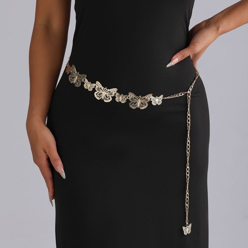 Punk-Stil Patchwork Single Layer Hohl Schmetterling Taille Kette Mode Trendy Vielseitig Gürtel_voghion.com