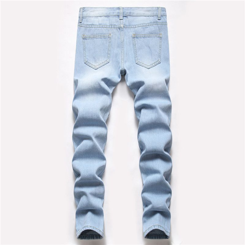 Vêtements pour enfants Pantalons déchirés spéciaux pour garçons, jambe droite, denim délavé non extensible_voghion.com