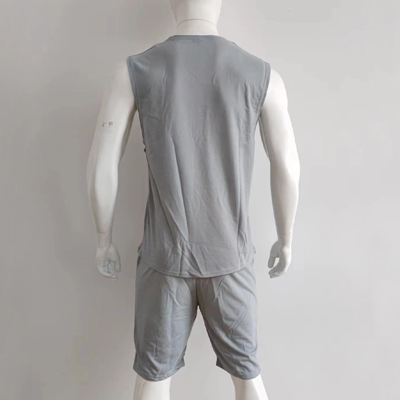 Cross-border European And American New Summer Sleeveless Sports Suit Men's Breathable Thin Round Neck Solid Color Vest_voghion.com