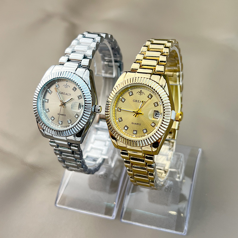 Platformas darba baļķu tērauda lentes zobu gredzens ūdensizturīgs kalendārs daudzfunkcionāls vīriešu un sieviešu kvarca pulkstenis_voghion.com