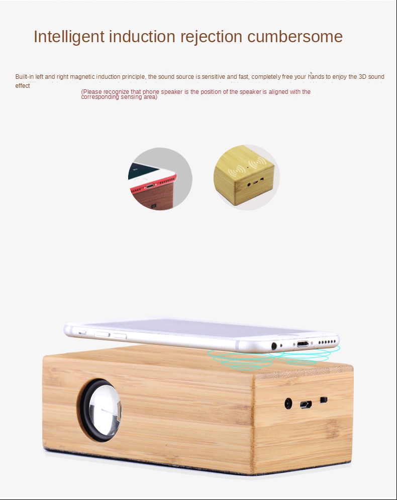 Induktsioonmobiiltelefoni väike kõlar, traadita subwoofer, valju puidust retroarvuti stereo_voghion.com