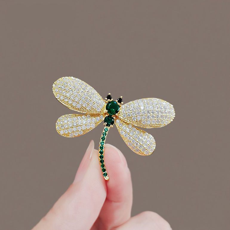 Delicate High-end Dragonfly Anti-light Brooch Women's Luxury Niche Suit Corsage Design Pin Collar Clothing Accessories_voghion.com