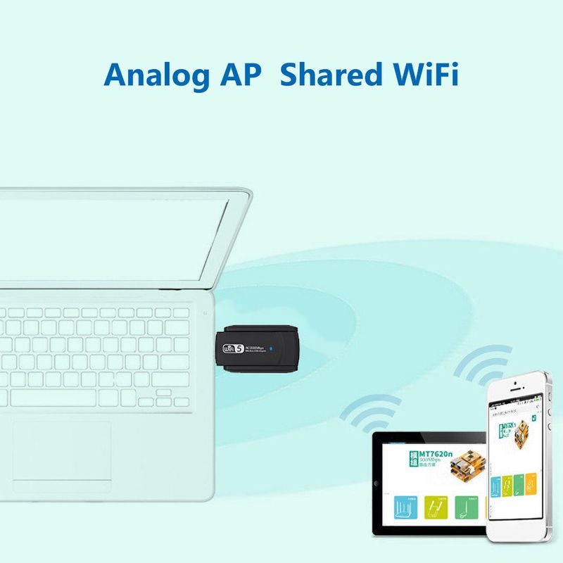 Xinweiqing 1200Mbps 2.4/5G Dual Band USB 3.0 WiFi Δέκτης Dongle Προσαρμογέας κεραίας_voghion.com